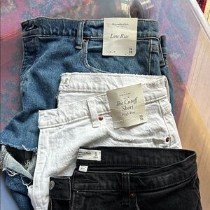 Abercrombie & Fitch Denim Trio - Blue, White & Black shorts